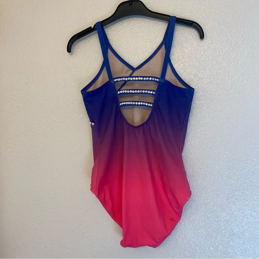 Weissman Balera Costume solo custom dance rhinestone Ombre Leotard PL12366 LC
